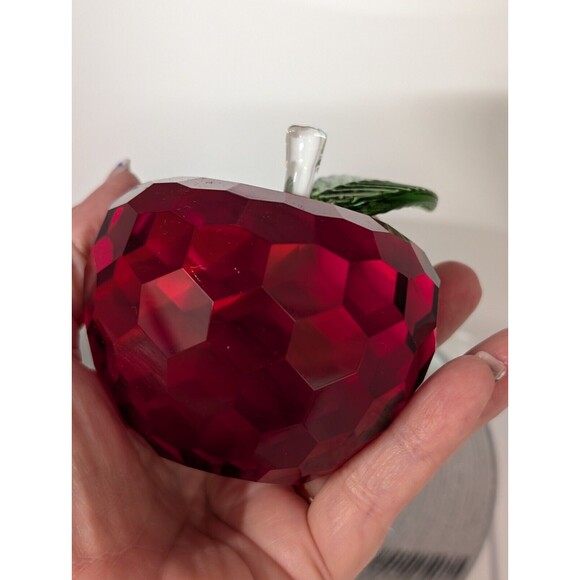 Simon Design Ruby Red Honeycomb Crystal Apple Paperweight School Teacher - Picture 5 of 11